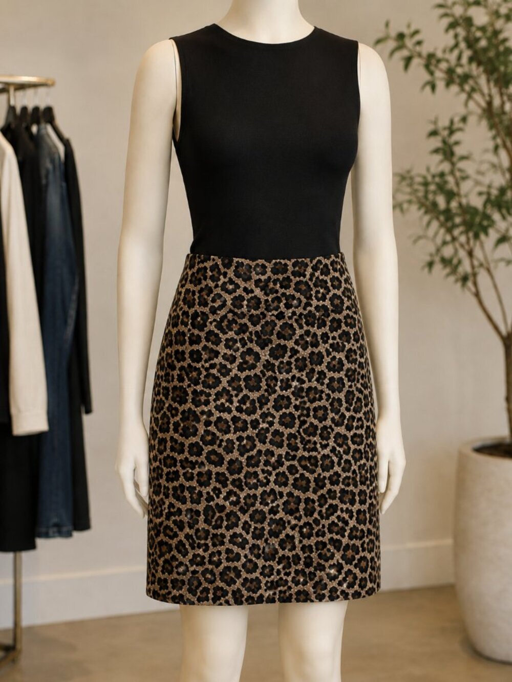 Theory Sahara Leopard Print Genuine Calf Hair Skirt Size 0 Luxury A-Line